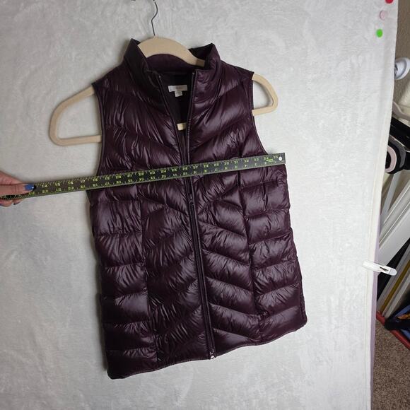 J.jill Down Burgundy Small long length Vest with Zip & Side Zip. Warm Soft Comfy - Picture 7 of 16